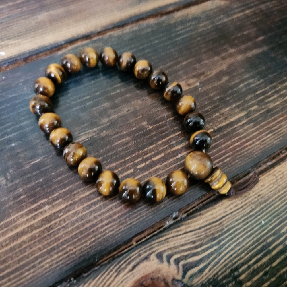 5/$25 Handmade Brown Bead Elastic Bracelet